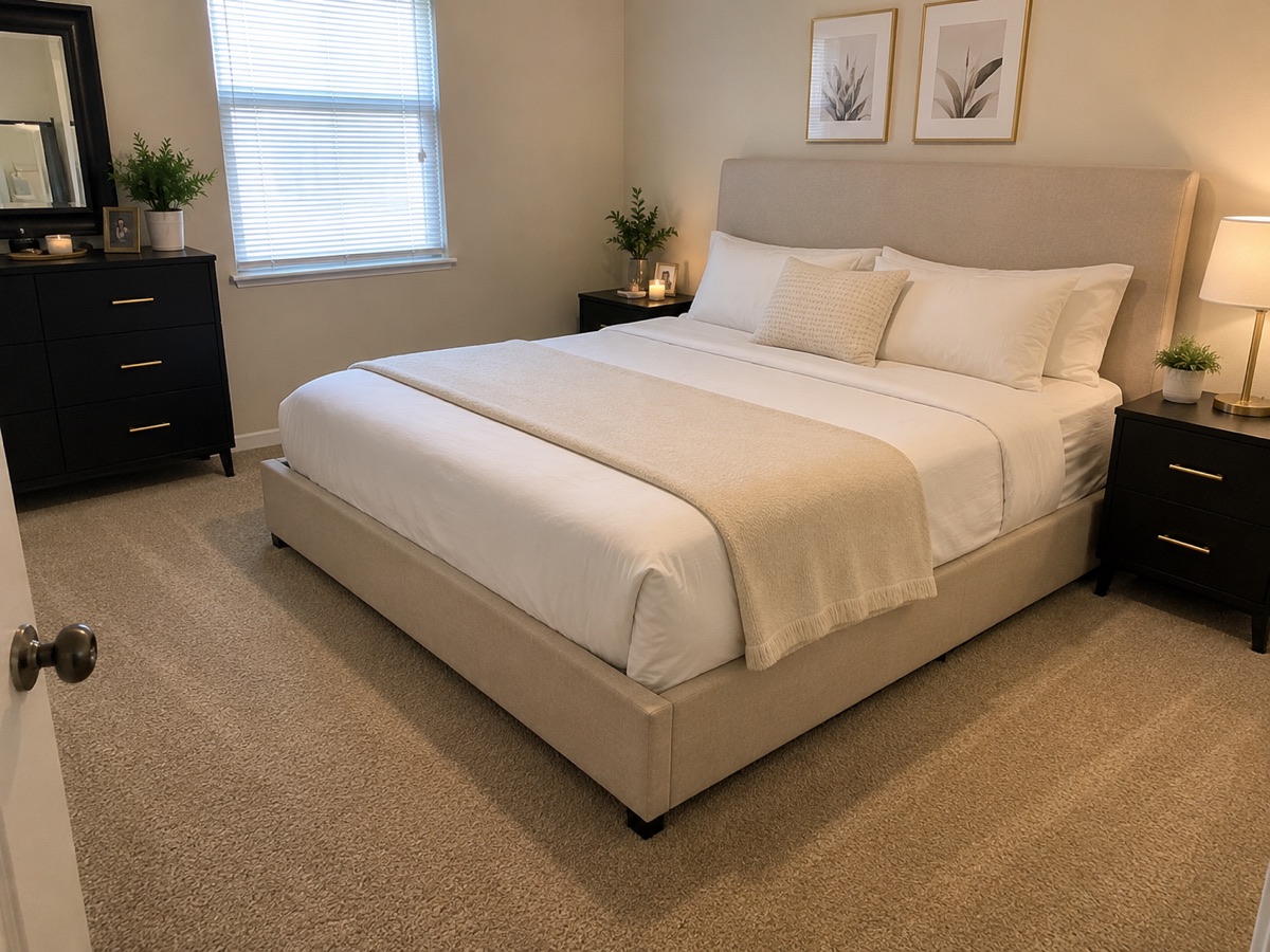 Bedroom after a Houston City clean