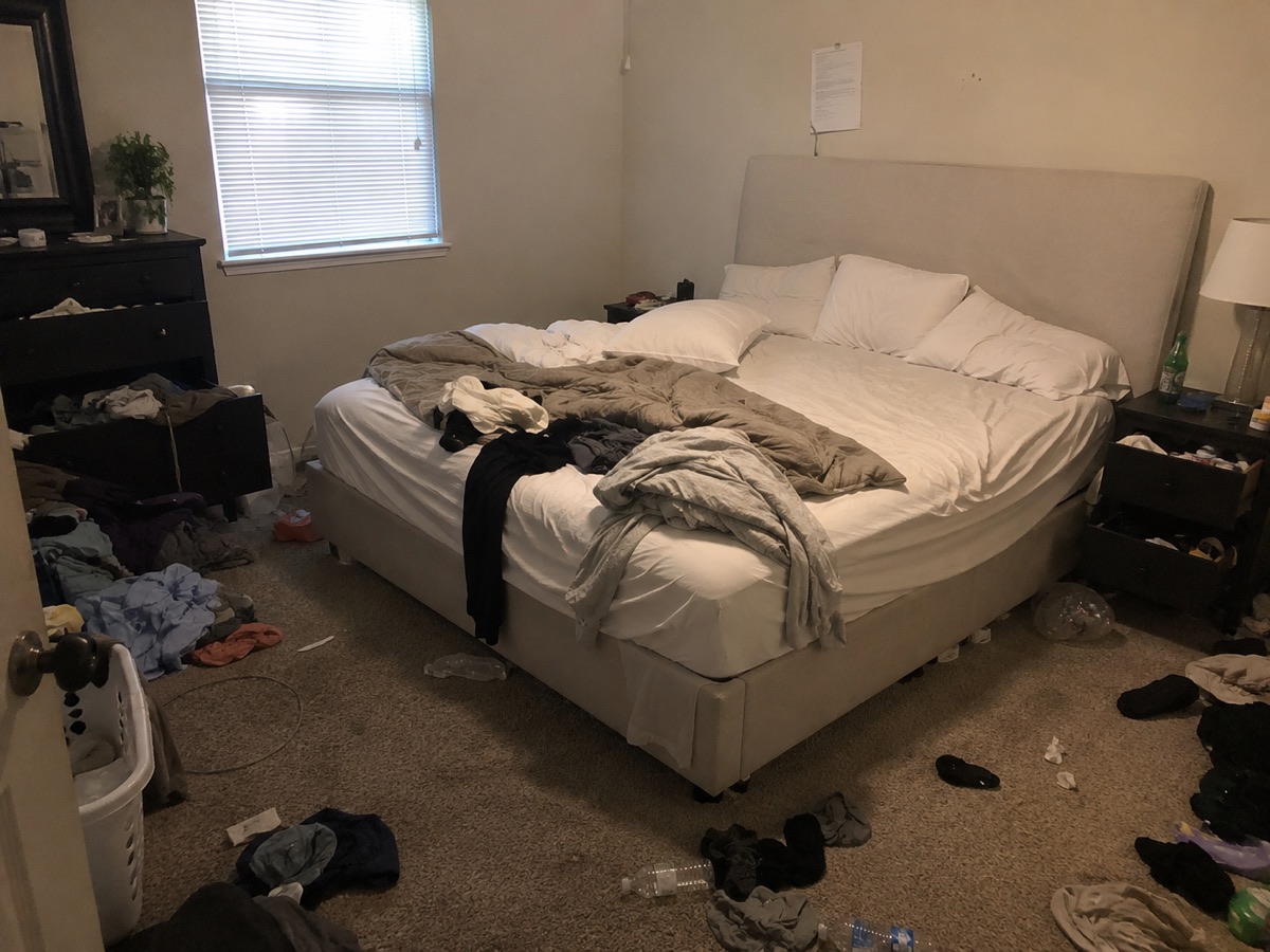 Bedroom before cleaning